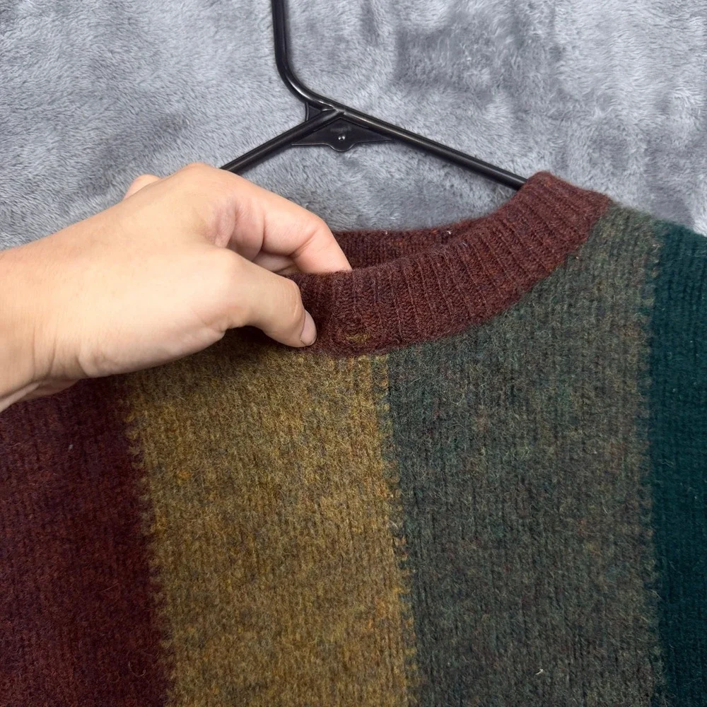 Structure Wool Sweater Mens Medium Multicolor Striped Crewneck Vintage EarthTone